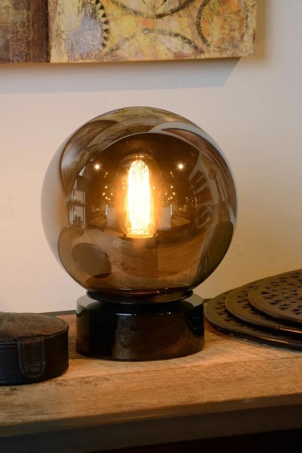 Lucide JORIT - Lampe de table - Ø 20 cm - 1xE27 - Fumé - ambiance 1